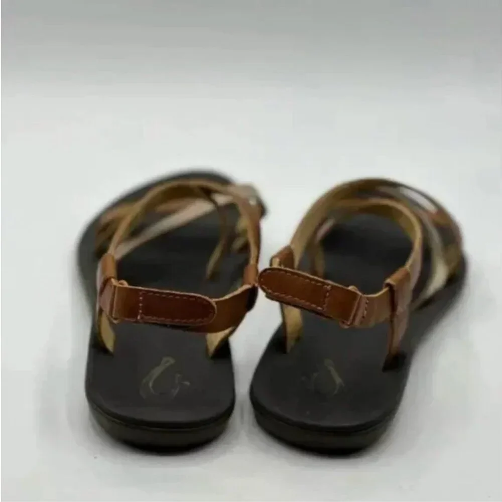 OluKai Upena Girl’s Leather Slingback Sandals Size 4 (36)